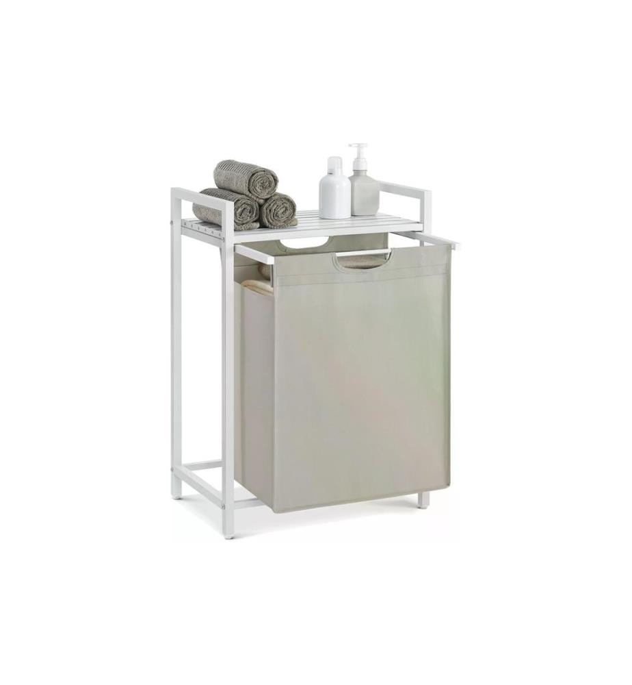 VASAGLE - Wäschekorb  mit Ablage 65 l, Weiss