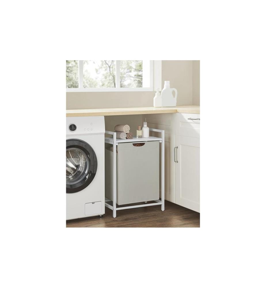 VASAGLE - Wäschekorb  mit Ablage 65 l, Weiss