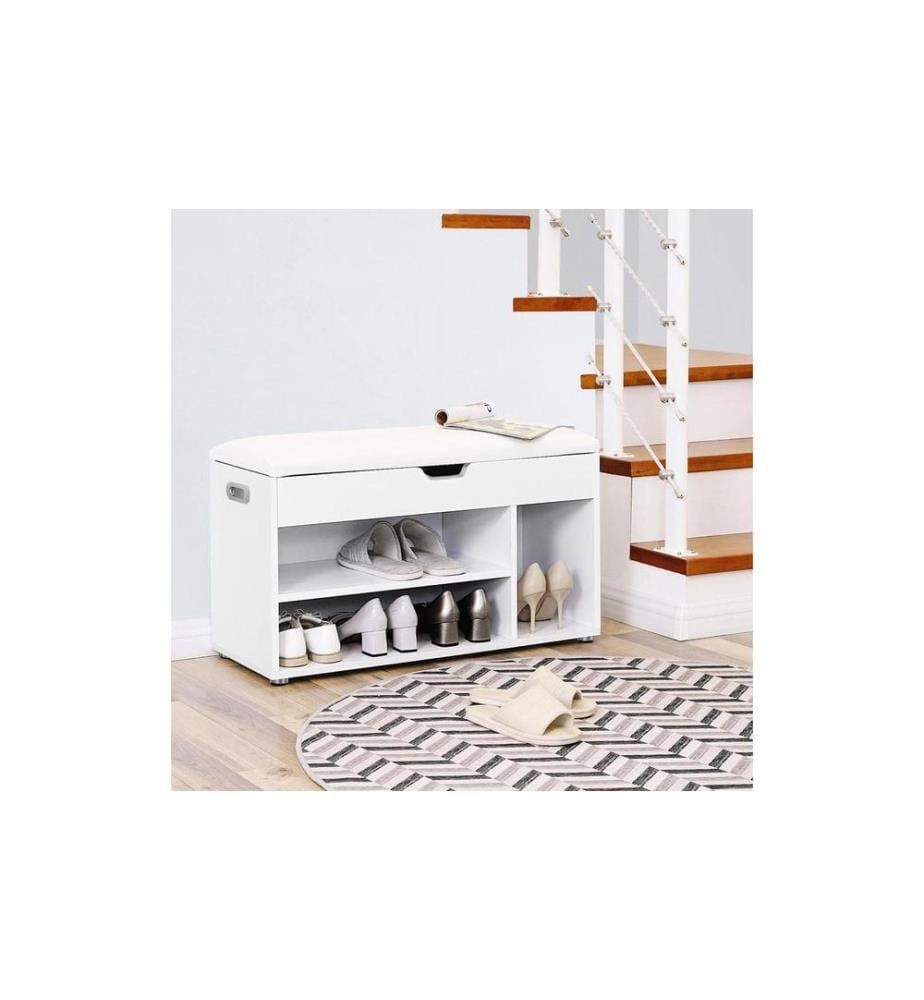 VASAGLE - Sitzbank mit Polster 80 x 44 cm, Weiss