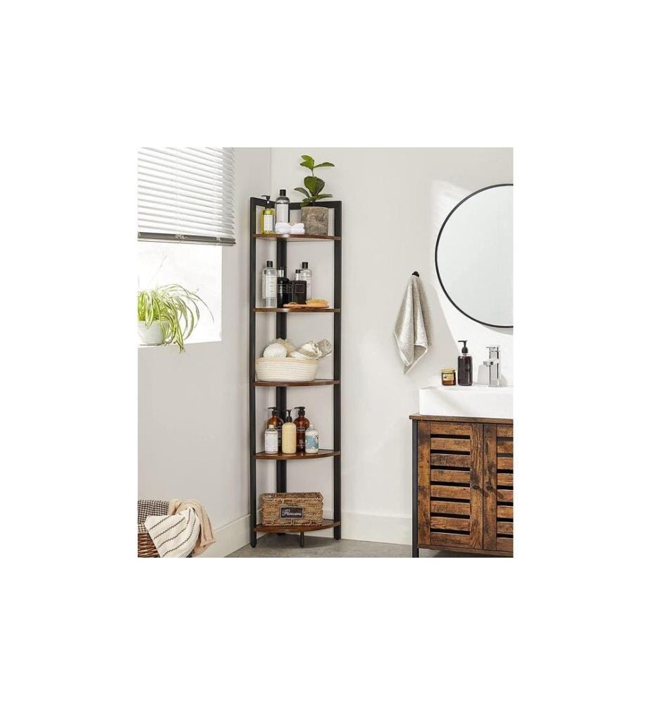 VASAGLE - Regal mit 5 Ablagen 30 x 150 cm, Braun/Schwarz