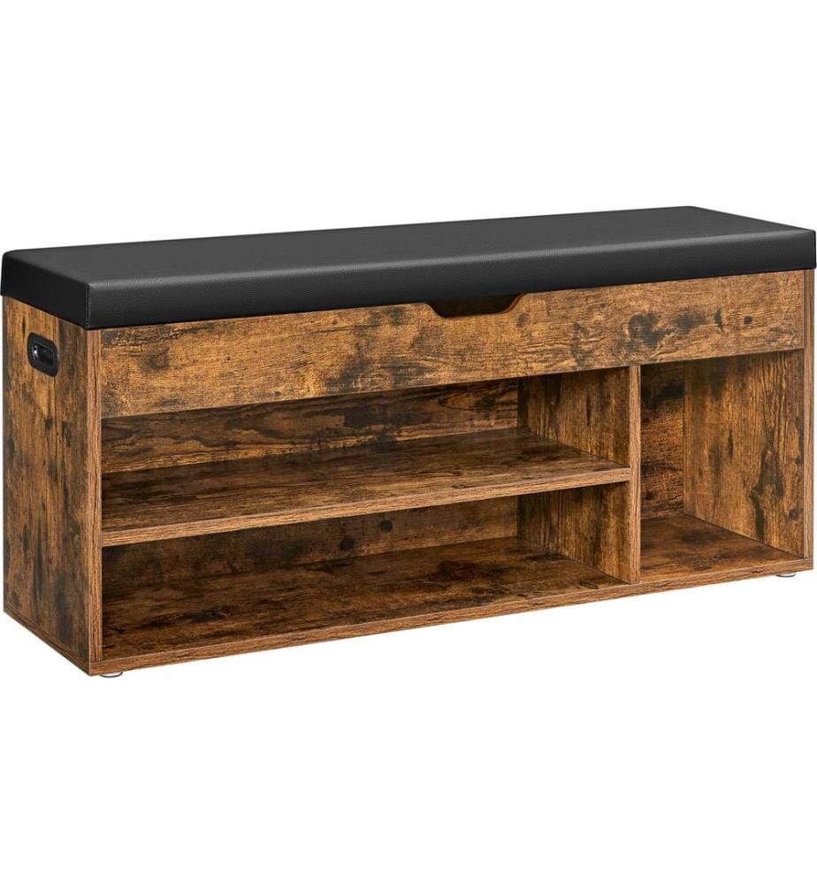 VASAGLE - Sitztruhe mit 3 Fächern 100 x 44 x 30 cm, Braun