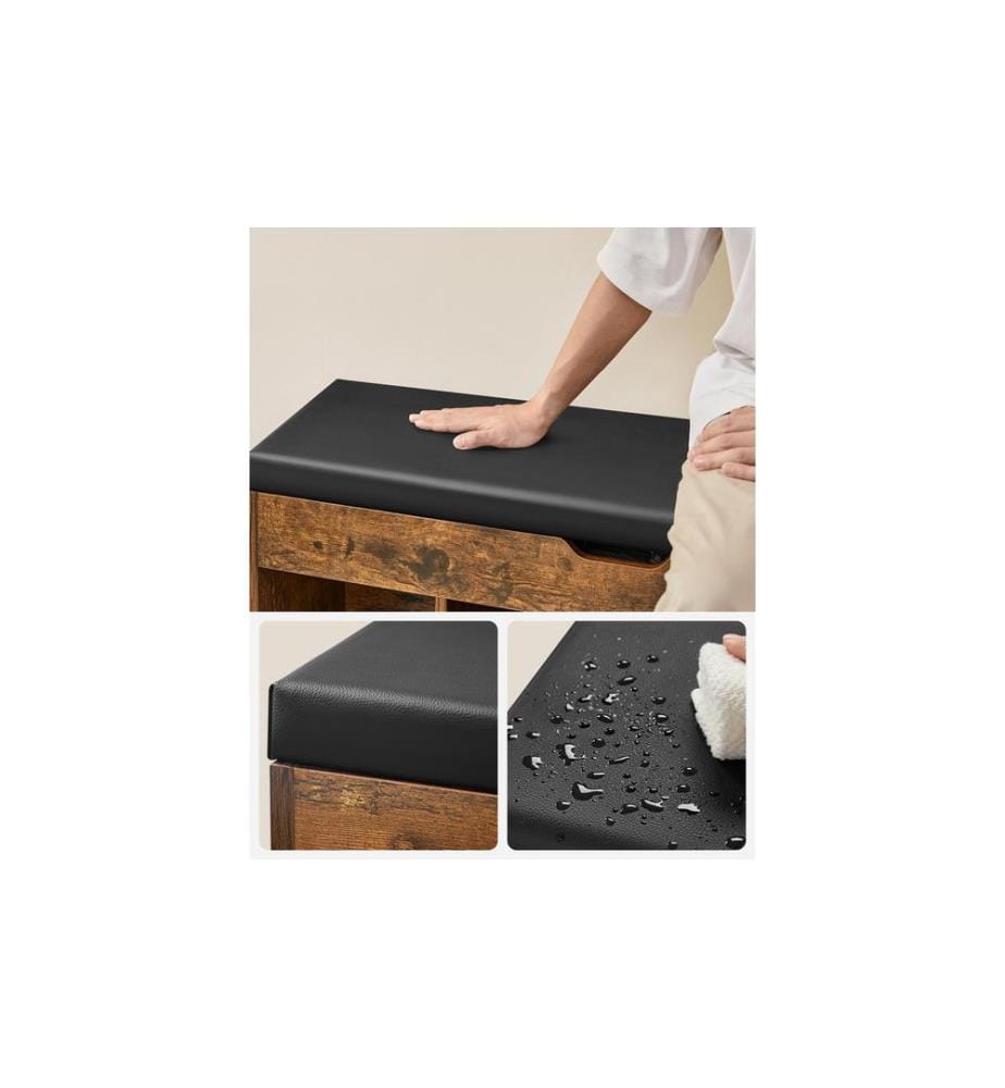 VASAGLE - Sitztruhe mit 3 Fächern 100 x 44 x 30 cm, Braun