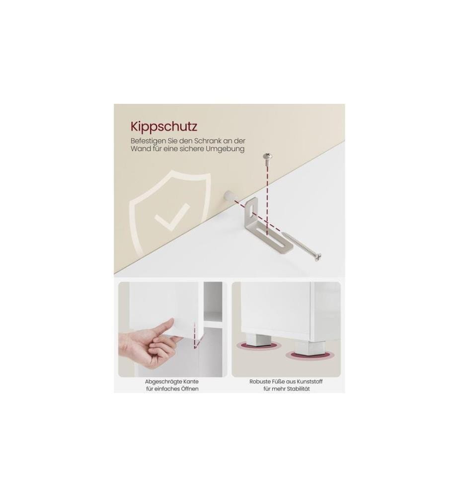 VASAGLE - Badezimmerregal 30 x 170 cm, Weiss