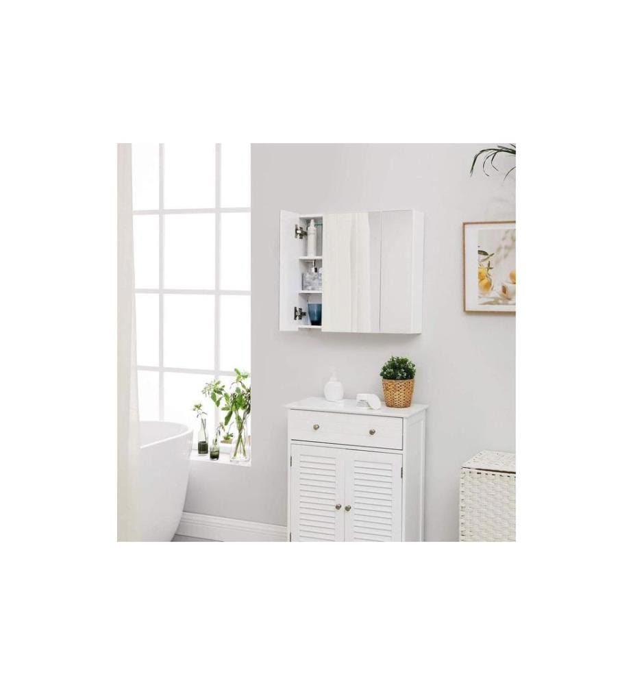VASAGLE - Badezimmerregal mit Spiegel 55 x 60 cm, Weiss