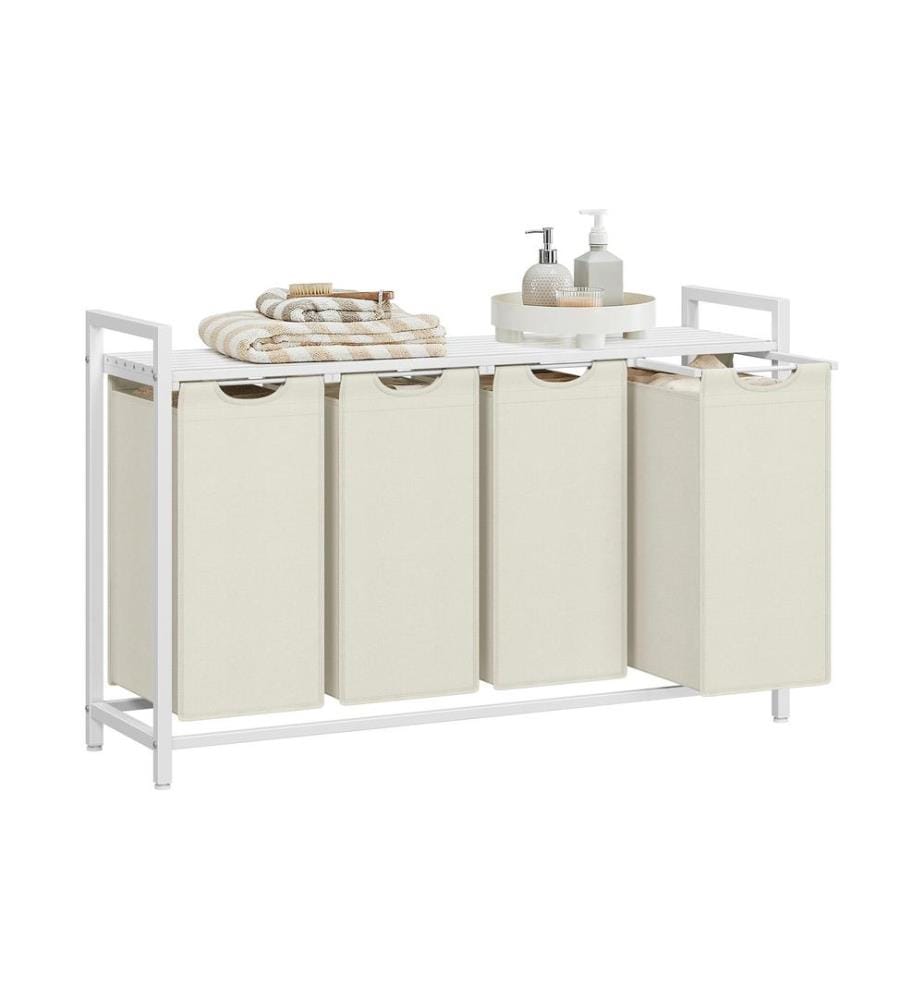VASAGLE - Wäschekorb mit Ablage 140 l, Crème
