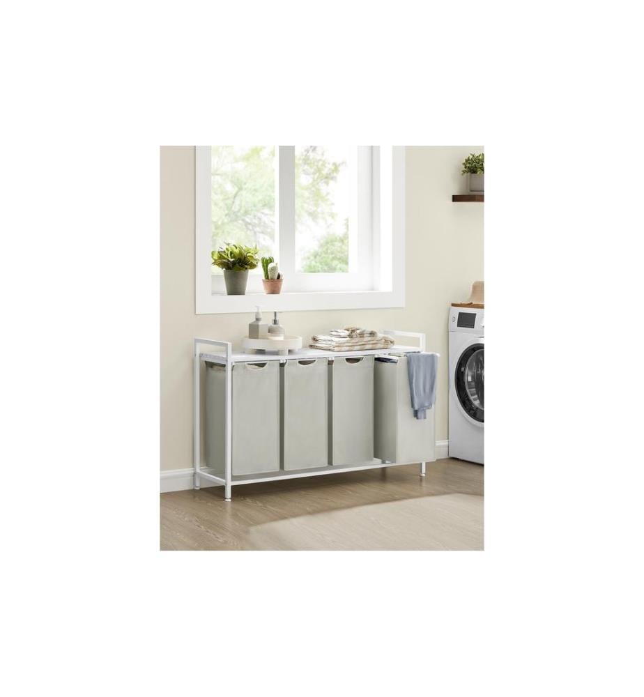 VASAGLE - Wäschekorb mit Ablage 140 l, Crème