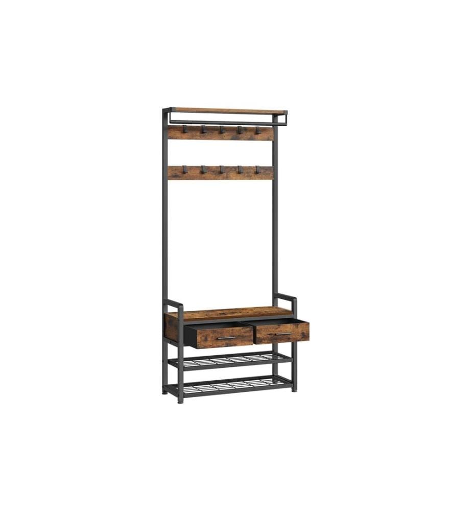 VASAGLE - Garderobe mit Schuhregal 80 cm x 181 cm, Braun
