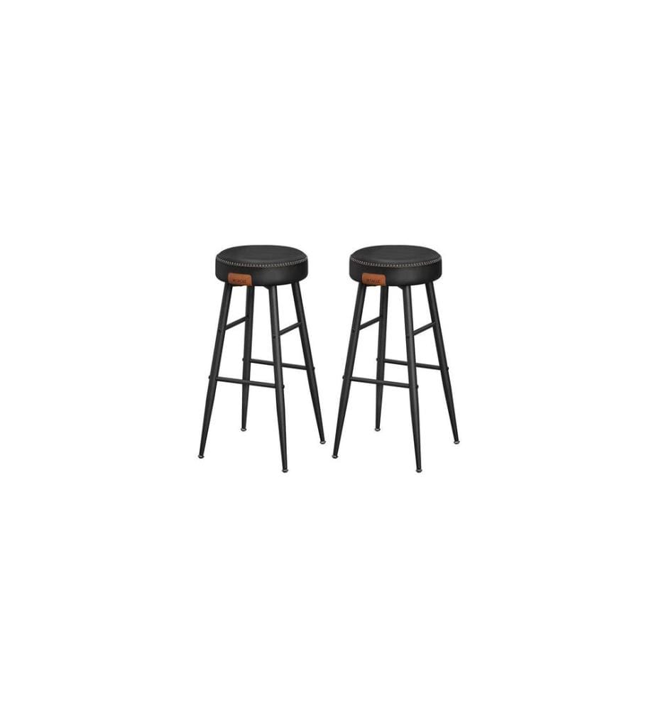 VASAGLE - Tabouret de bar 2 pièces 51.6 x 76.2 cm, Noir