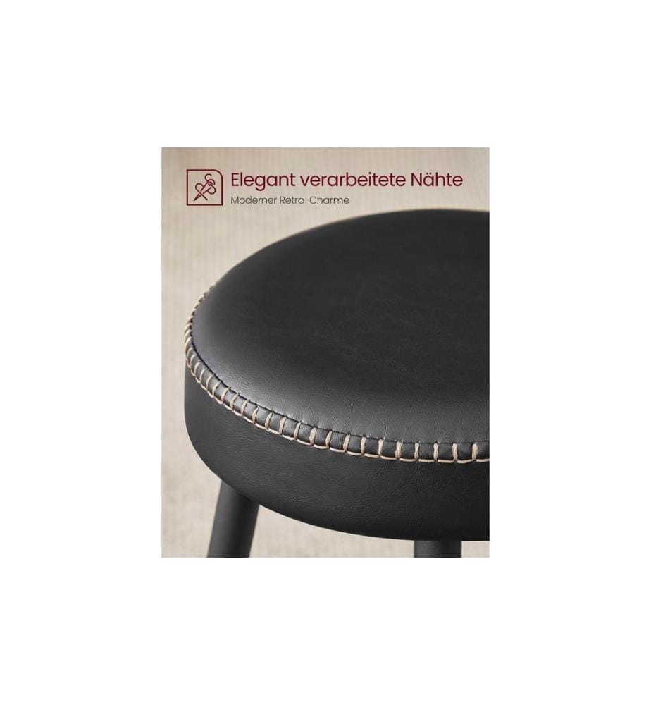 VASAGLE - Tabouret de bar 2 pièces 51.6 x 76.2 cm, Noir