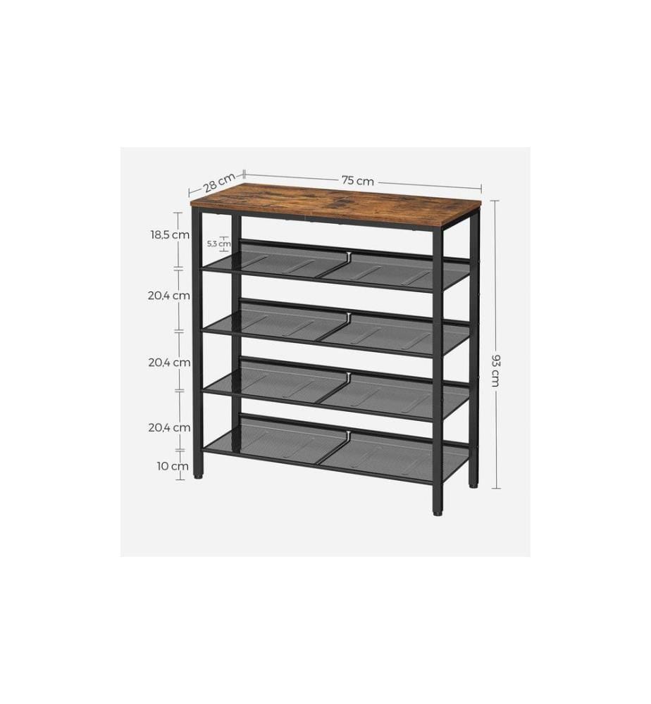 VASAGLE - Schuhorganizer 75 x 93 cm, Braun/Schwarz