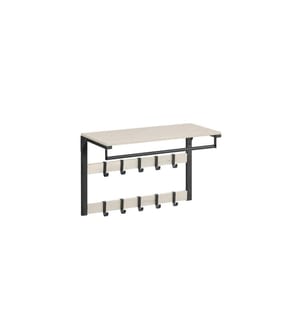 VASAGLE - Wandgarderobe 10 Haken 65 cm x 42 cm, Schwarz/Weiss
