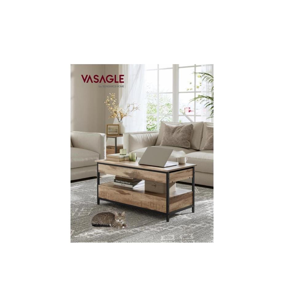VASAGLE - Couchtisch 100 x 48 cm/63 cm, Braun