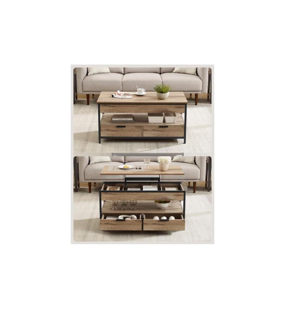 VASAGLE - Couchtisch 100 x 48 cm/63 cm, Braun