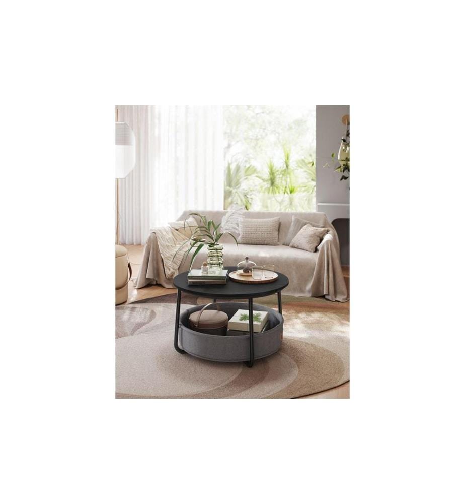 VASAGLE - Couchtisch 75 x 45 cm, Grau/Schwarz