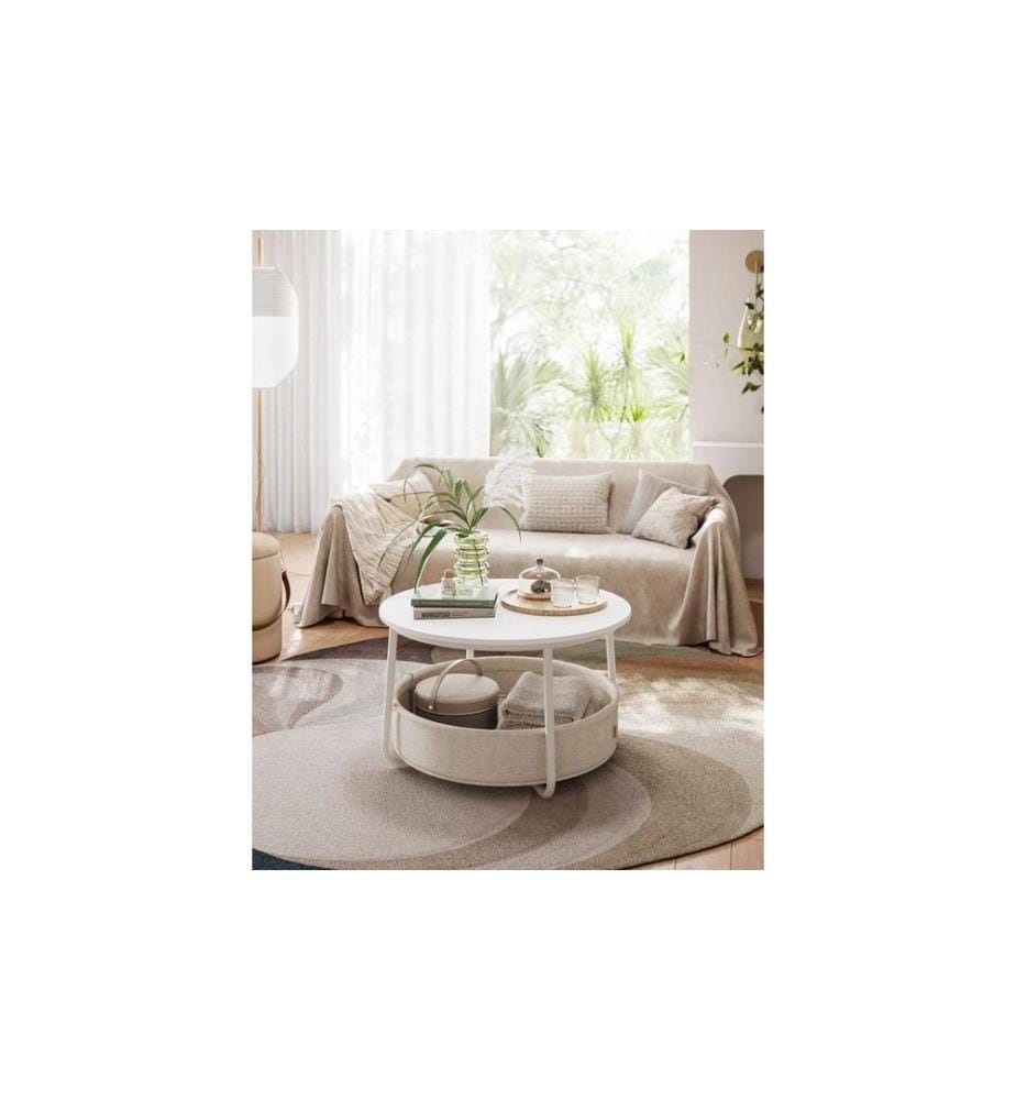 VASAGLE - Couchtisch 75 x 45 cm, Beige/Weiss