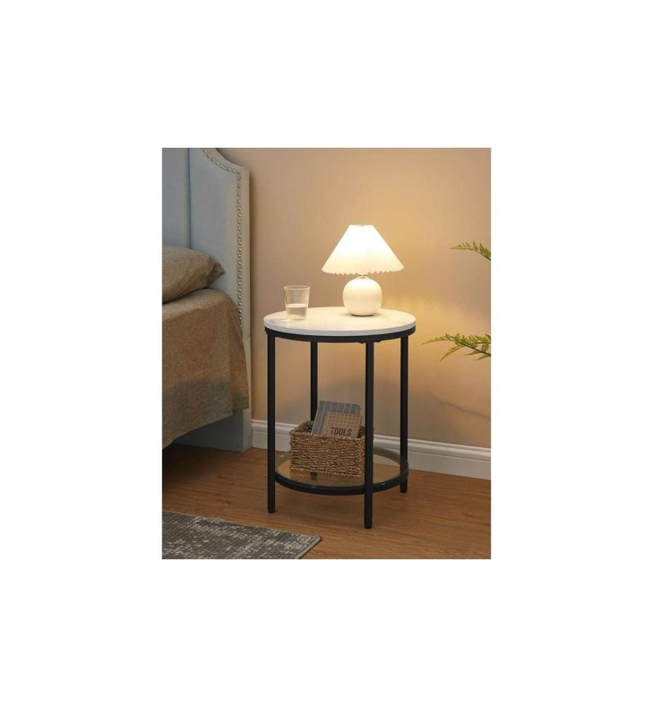 VASAGLE - Beistelltisch 45 x 55 cm, Schwarz/Weiss