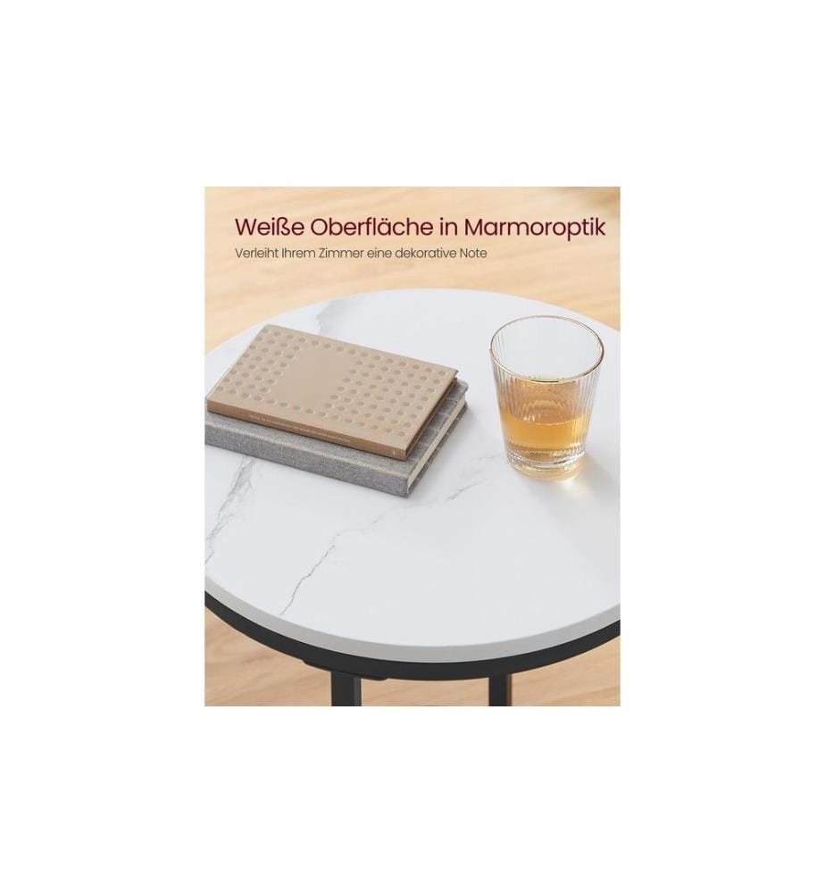 VASAGLE - Beistelltisch 45 x 55 cm, Schwarz/Weiss