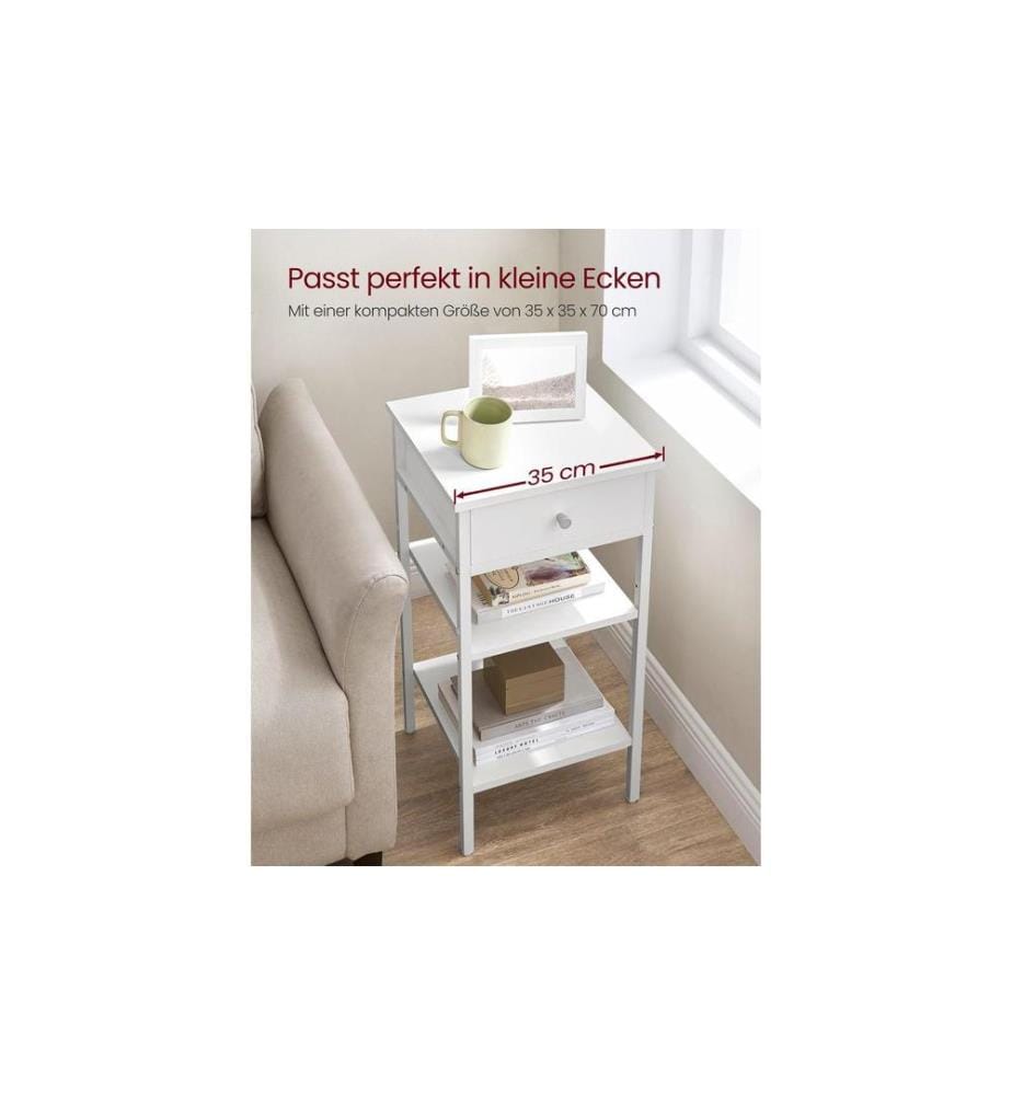VASAGLE - Table de nuit 35 x 70 cm, Blanc