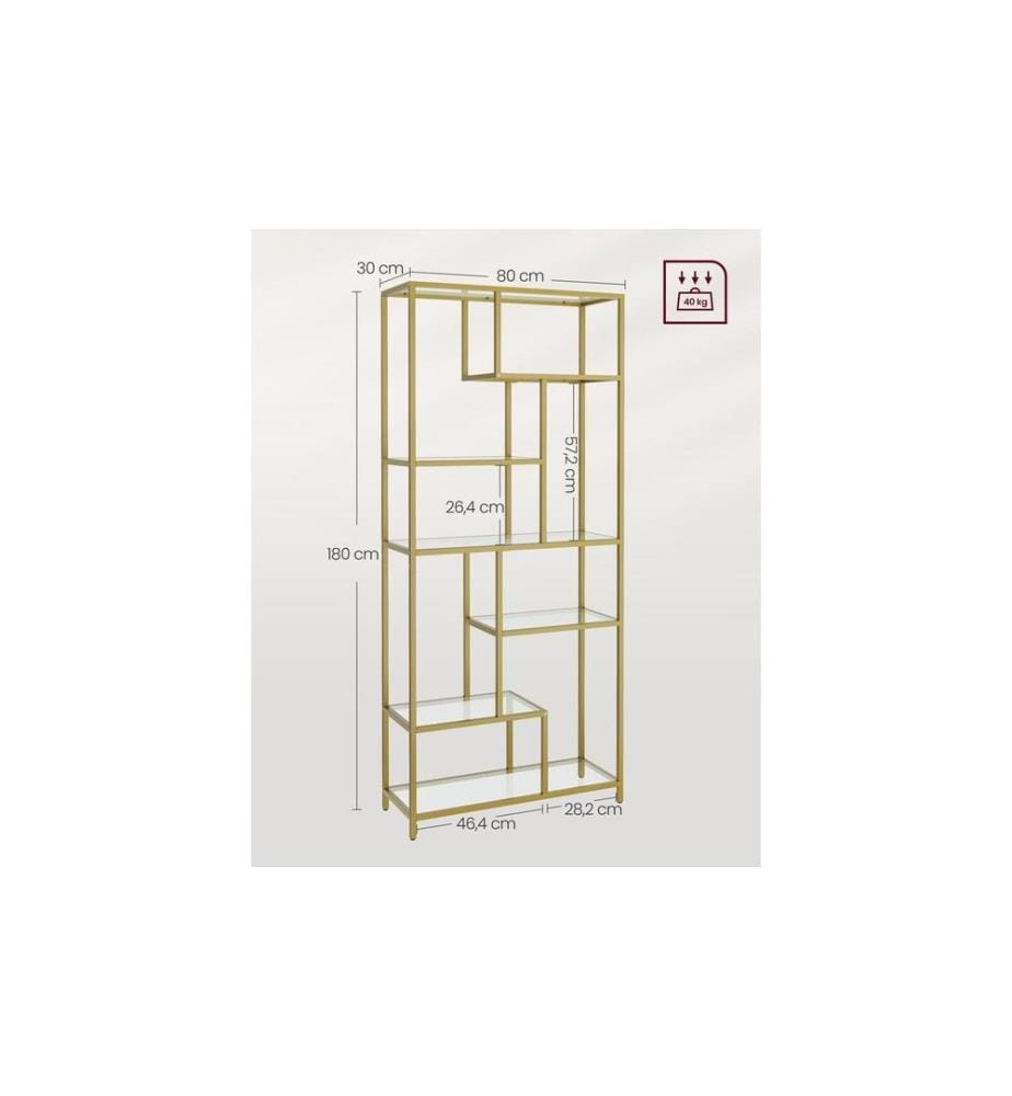 VASAGLE - Regal 6 Ablagen 80 x 180.3 cm, Gold