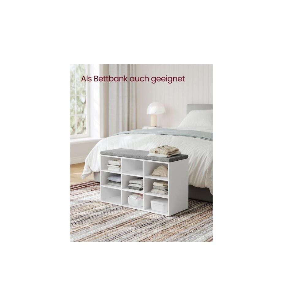 VASAGLE - Schuhschrank mit Polster 78.5 x 48 cm, Grau/Weiss