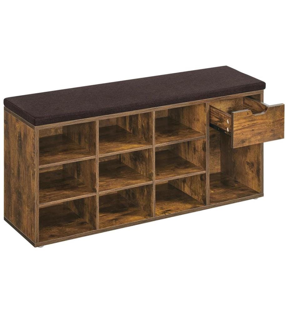 VASAGLE - Meuble à chaussures avec coussin 104 x 48 cm, Brun