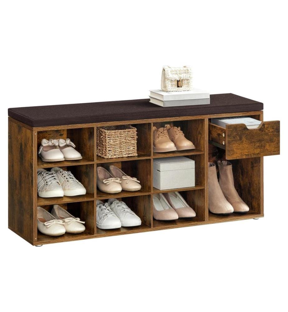 VASAGLE - Meuble à chaussures avec coussin 104 x 48 cm, Brun