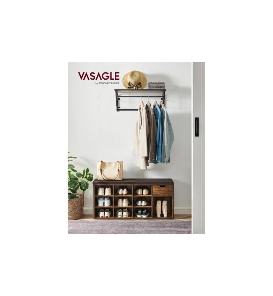 VASAGLE - Meuble à chaussures avec coussin 104 x 48 cm, Brun