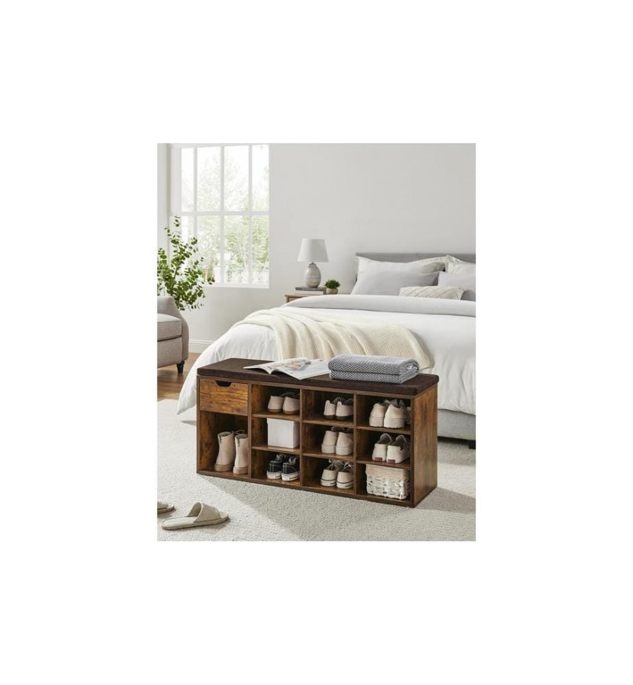 VASAGLE - Meuble à chaussures avec coussin 104 x 48 cm, Brun