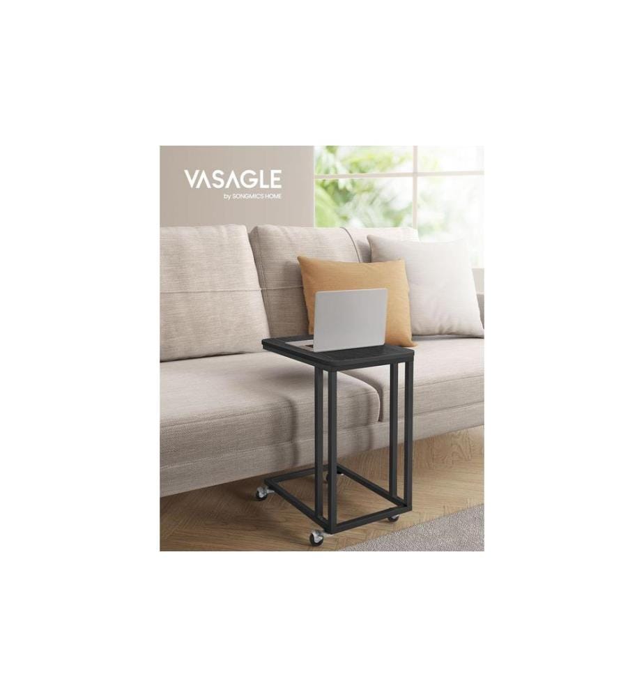 VASAGLE - Beistelltisch mit Rollen 35 x 60 cm, Schwarz