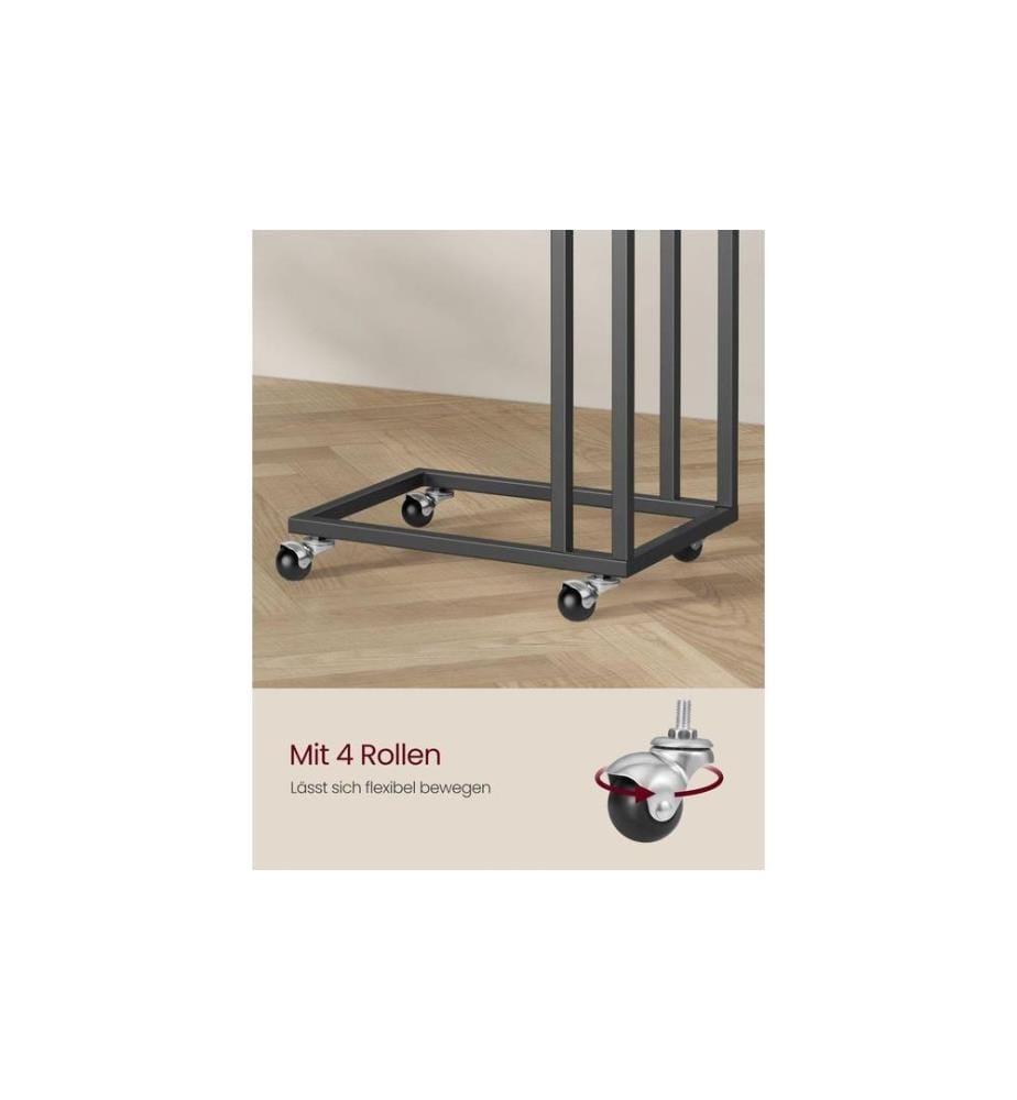 VASAGLE - Beistelltisch mit Rollen 35 x 60 cm, Schwarz
