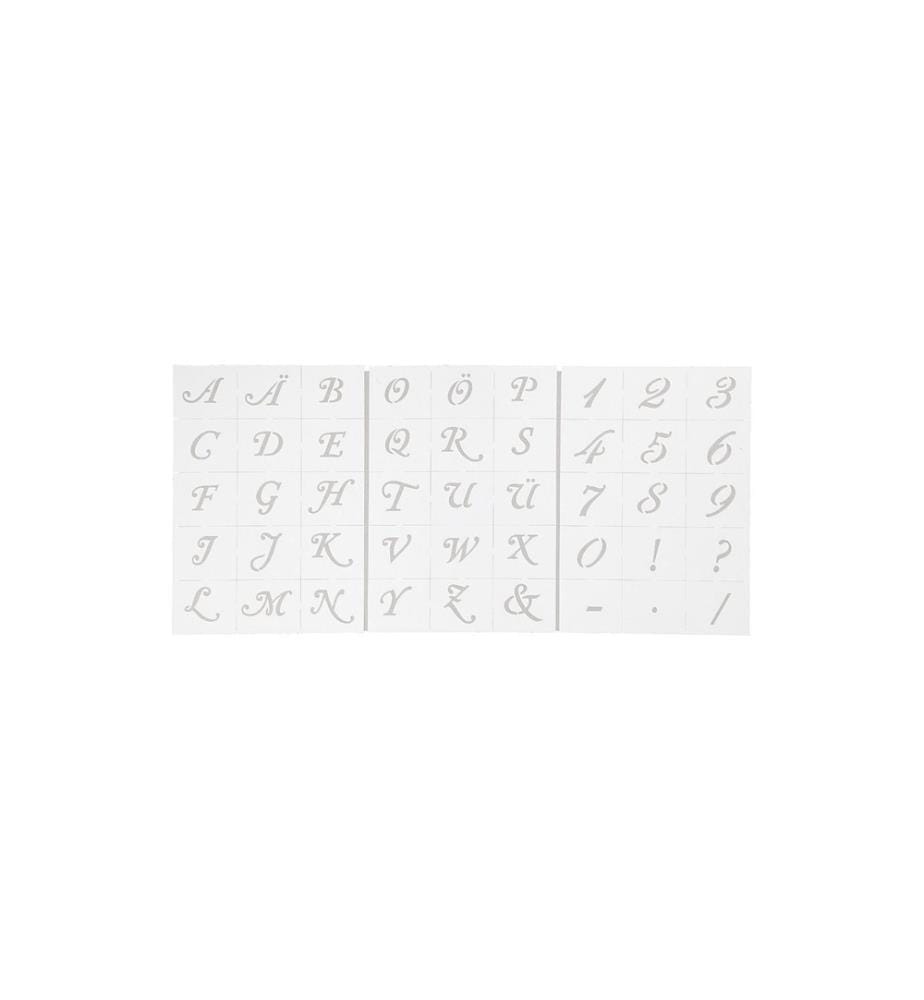 CREATIV COMPANY - Schriftschablone Buchstaben und Zahlen 3 Blatt