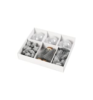 CREATIV COMPANY - Geschenkdekoration Silber, 21 assortierte Teile