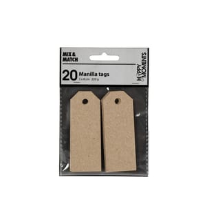 CREATIV COMPANY - Geschenkanhänger Manila Tags, 3 x 8 cm, 20 Stück, Hellbraun