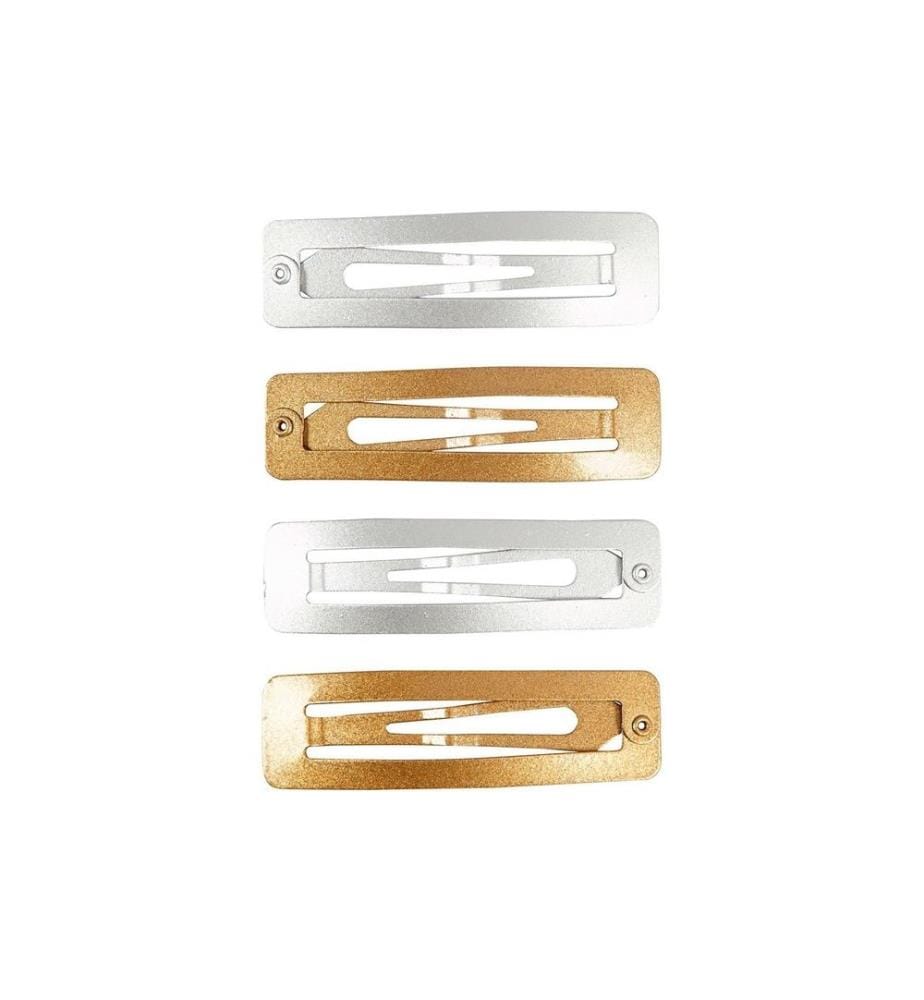 CREATIV COMPANY - Haar-Clip 5.8 x 1.6 cm 4 Stück, Gold/Silber