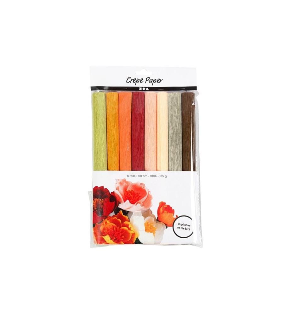 CREATIV COMPANY - Krepppapier Pastell/rot 25 x 60 cm, 105 g/m²,  8 Stück