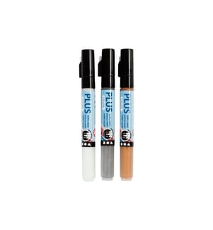 CREATIV COMPANY - Acrylmarker Plus Color 1-2 mm 3er Set, Weiss/Silber/Gold