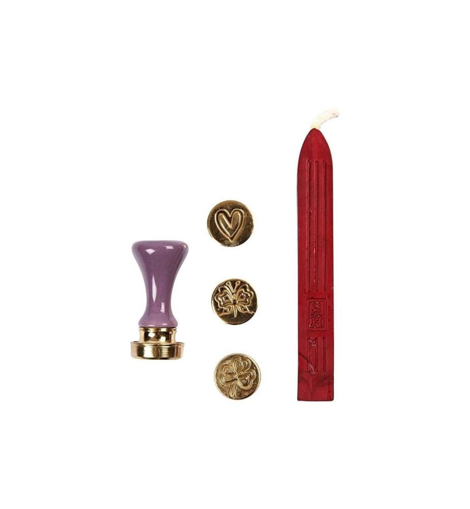 CREATIV COMPANY - Set de tampons Sceau Coeur/Trèfle/Papillon, Rouge