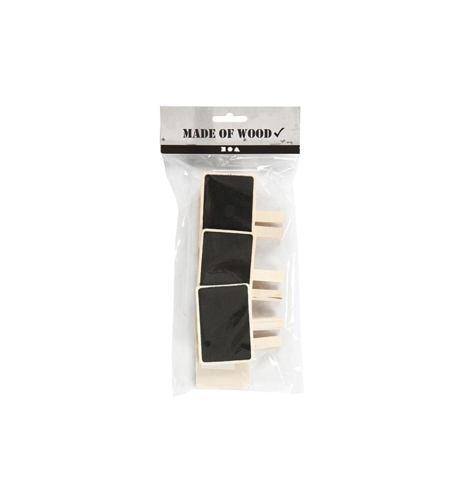 CREATIV COMPANY - Mini-tableau noir avec agrafes 6.8 x 4.7 cm, 100 pièces