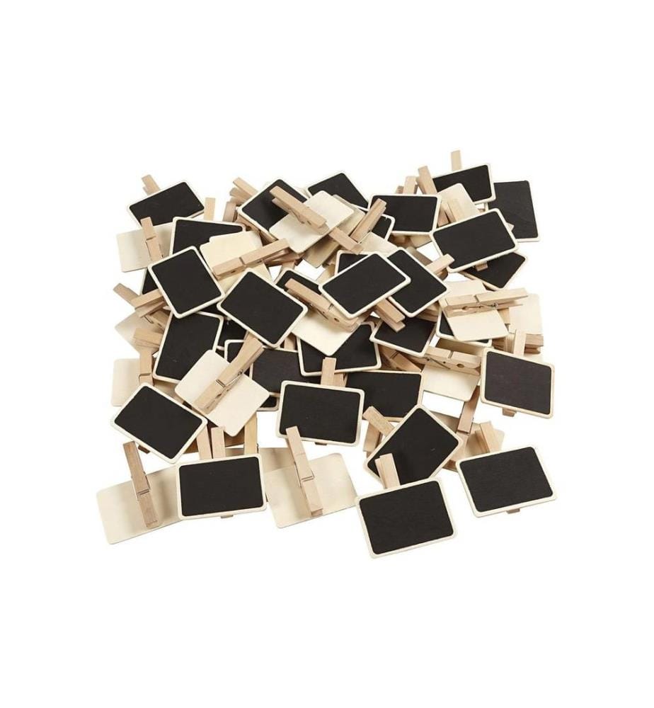CREATIV COMPANY - Mini-tableau noir avec agrafes 6.8 x 4.7 cm, 100 pièces
