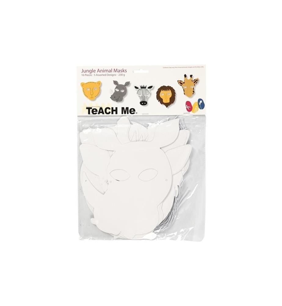 CREATIV COMPANY - Partyaccessoire Masken Dschungel 16 Stück, Weiss