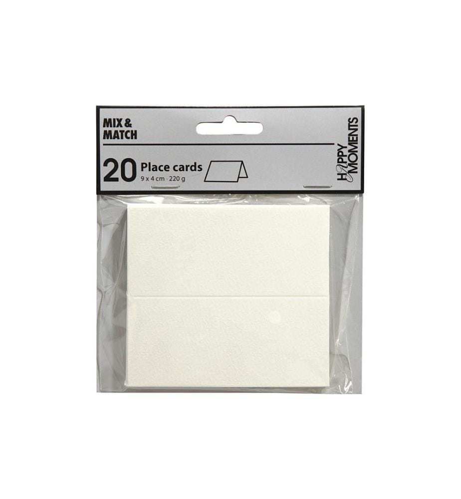 CREATIV COMPANY - Marque-place de table 9 x 4 cm, 20 pièces, blanc