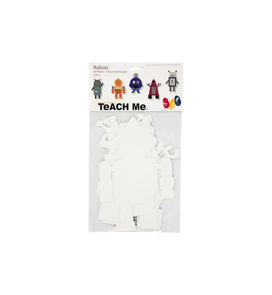CREATIV COMPANY - Bastelpapier Roboter 16 Stück, Weiss