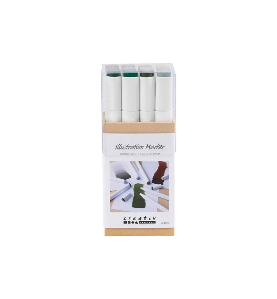 CREATIV COMPANY - Marqueurs de calligraphie 1+ 8 mm, 12 pièces, couleurs naturelles