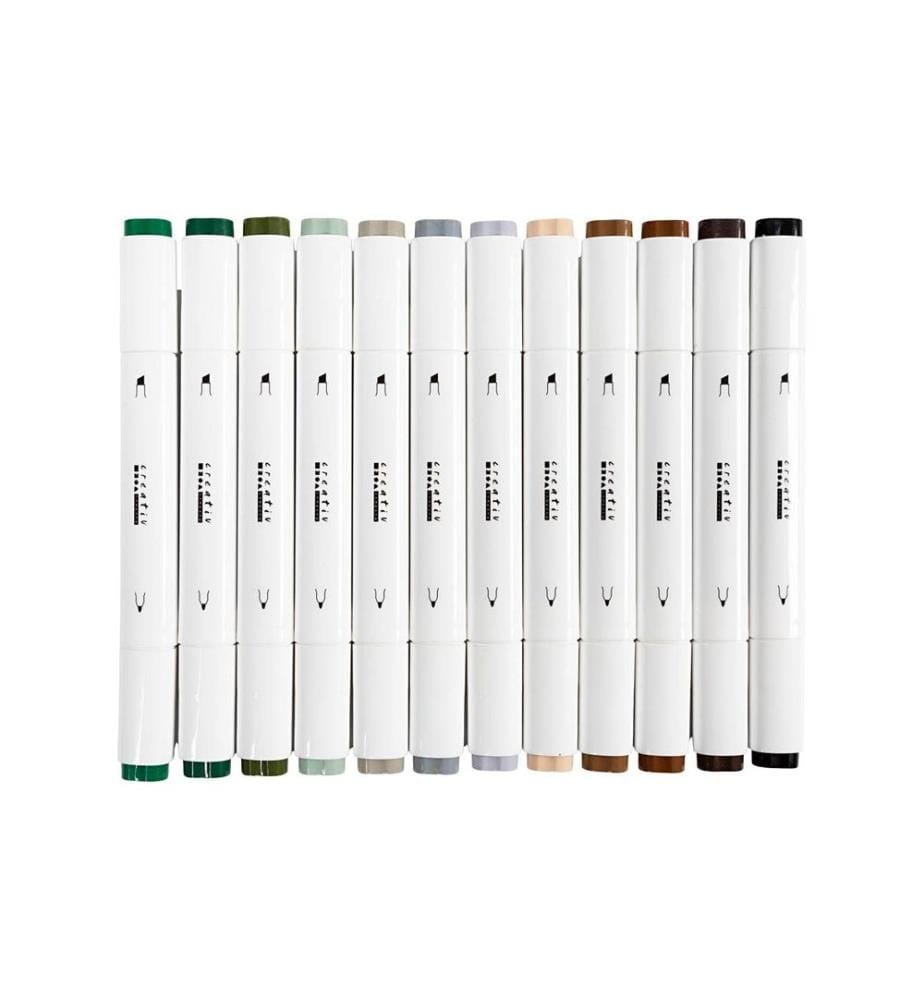 CREATIV COMPANY - Marqueurs de calligraphie 1+ 8 mm, 12 pièces, couleurs naturelles