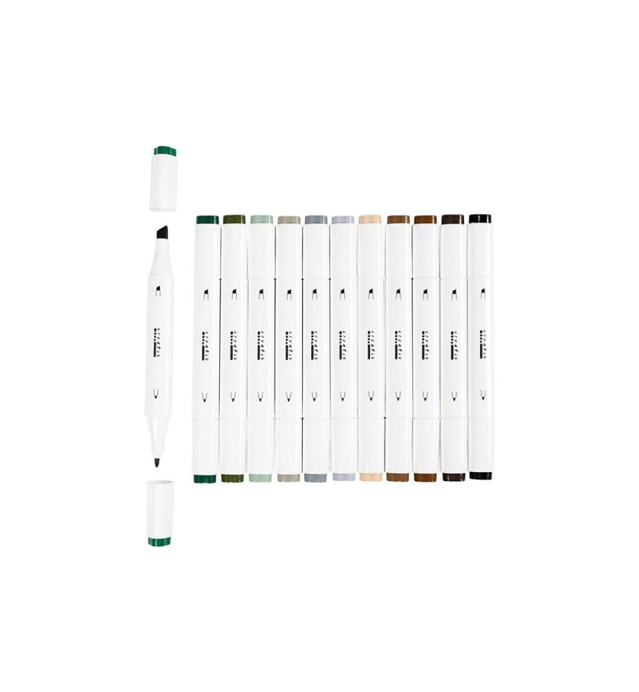 CREATIV COMPANY - Marqueurs de calligraphie 1+ 8 mm, 12 pièces, couleurs naturelles