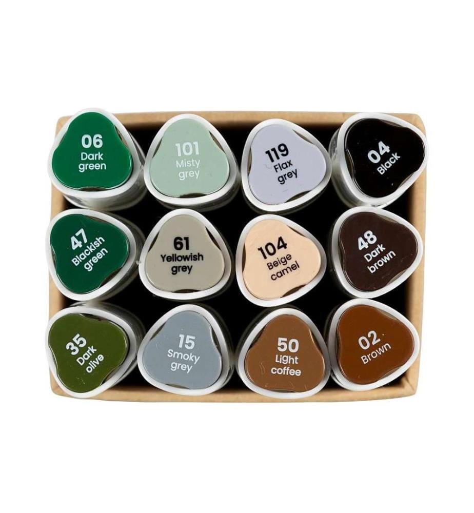 CREATIV COMPANY - Marqueurs de calligraphie 1+ 8 mm, 12 pièces, couleurs naturelles