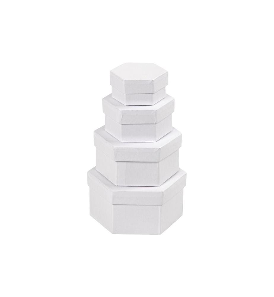 CREATIV COMPANY - Boîte en carton hexagonal 4 Pièce/s, Blanc