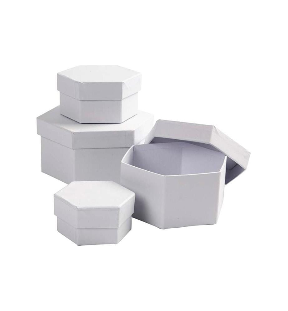 CREATIV COMPANY - Boîte en carton hexagonal 4 Pièce/s, Blanc