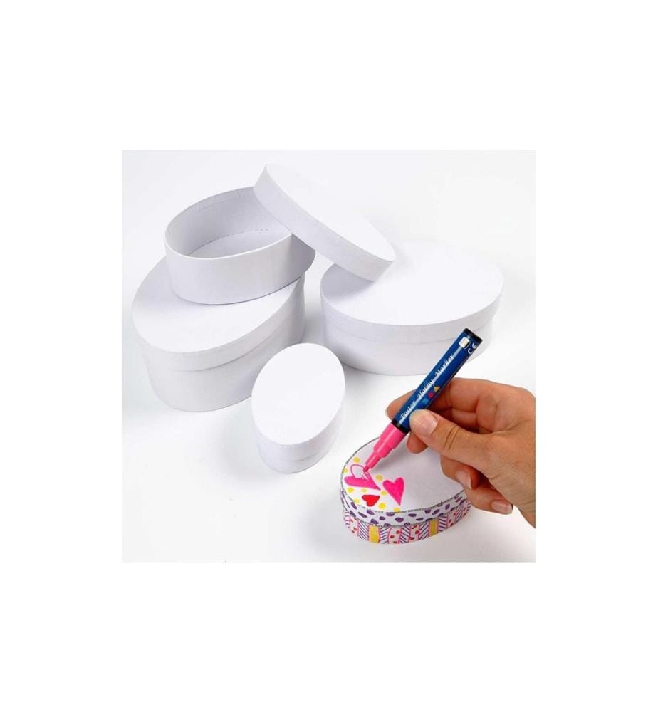 CREATIV COMPANY - Boîte en carton ovale 4 Pièce/s, Blanc