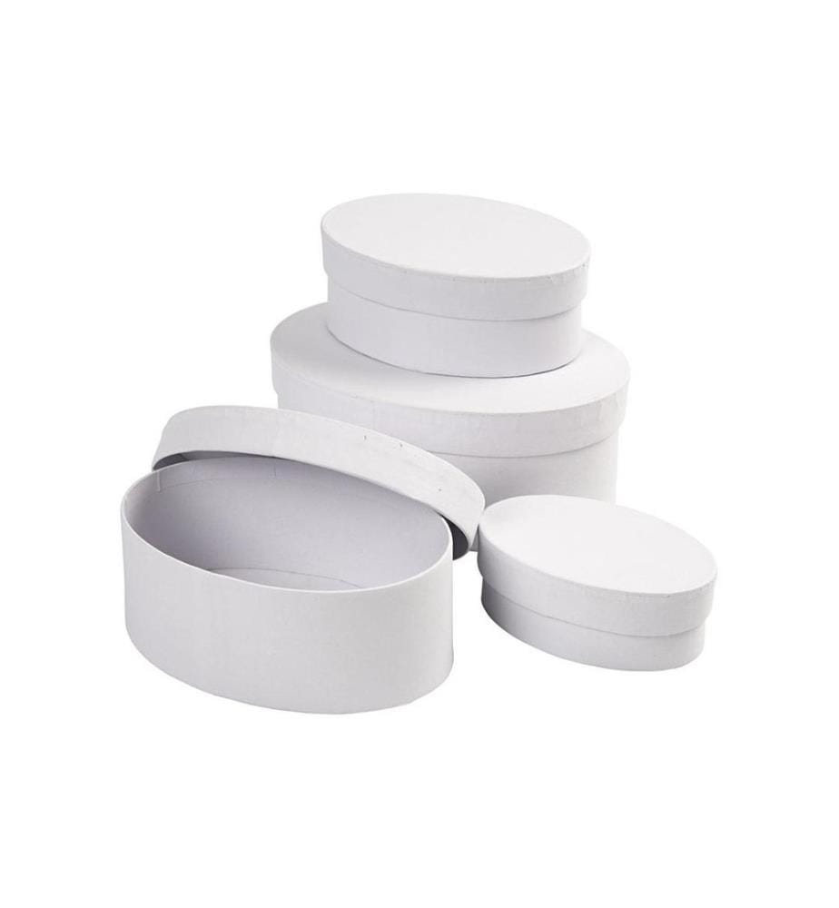 CREATIV COMPANY - Boîte en carton ovale 4 Pièce/s, Blanc